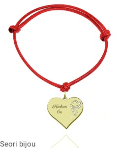 Pozłacana bransoletka  serce z różą z grawerem