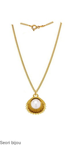 Pozłacany naszyjnik muszla z perłą Swarovski Elements