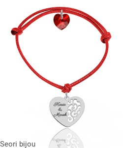 Bransoletka ażurowe serce z grawerem i kr. Swarovski Elements