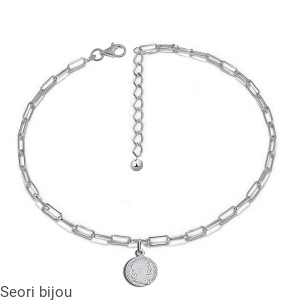 Rodowana bransoletka spinacz duże oczka z antyczną monetą