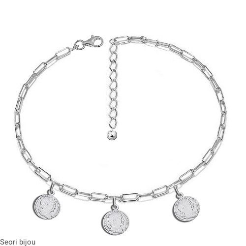 Bransoletka spinacz z 3 antycznymi monetami