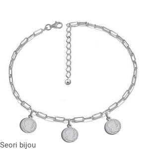 Rodowana bransoletka duże oczka z antycznymi monetami