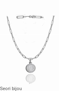 Rodowany naszyjnik  spinacz duże oczka z antyczną monetą