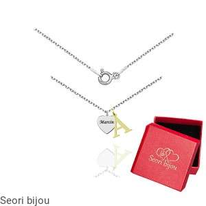 Naszyjnik serce i literka z grawerem 