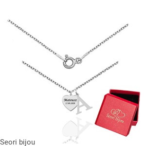 Naszyjnik serce i literka z grawerem 