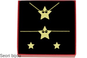 Pozłacany komplet biżuterii celebrytki gwiazdki