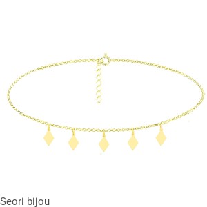 Pozłacany naszyjnik choker 5 rombów