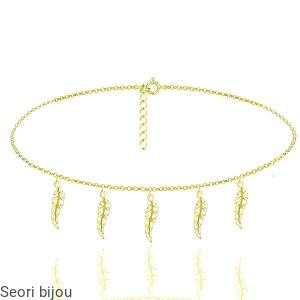 Pozłacany naszyjnik choker  5 piórek