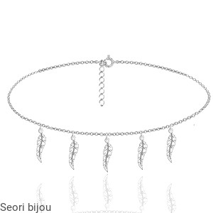 Rodowany naszyjnik choker  5 piórek