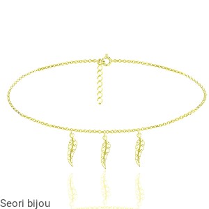 Pozłacany naszyjnik choker  3 piórka