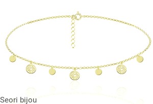 Pozłacany choker ażurowe kółka monetki
