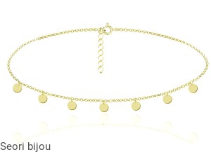 Pozłacany choker monetki kółka srebro 925