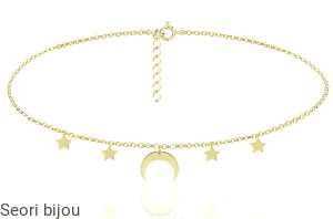 Pozłacany choker półksiężyc i gwiazdki 