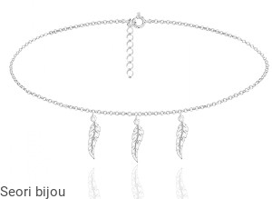 Srebrny choker 3 piórka
