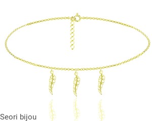 Pozłacany choker 3 piórka