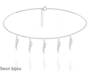 Srebrny choker 5 piórek