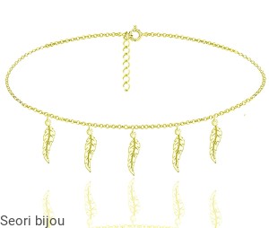 Pozłacany choker 5 piórek