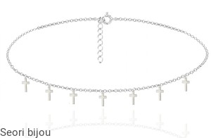 Naszyjnik choker z mini krzyżykami
