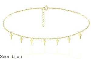 Pozłacany naszyjnik choker z mini krzyżykami