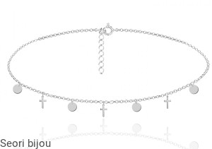 Naszyjnik choker monetki z krzyżykami