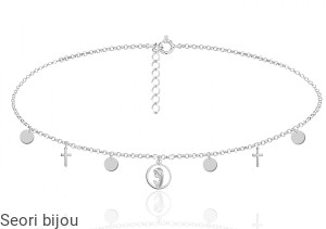 Naszyjnik choker monetki krzyżyki z Medalikiem