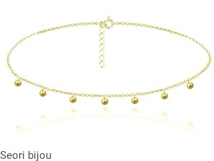 Pozłacany naszyjnik choker 7 kulek