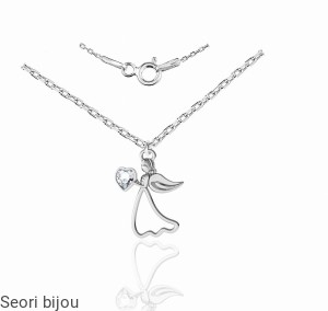 Rodowany naszyjnik Aniołek z kryształem Swarovski Elements 