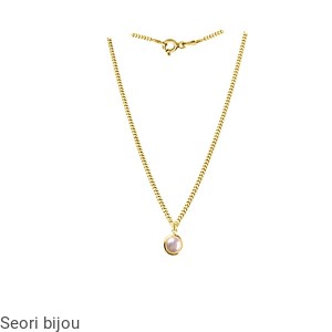 Srebrny pozłacany naszyjnik z naturalną perłą słodkowodną