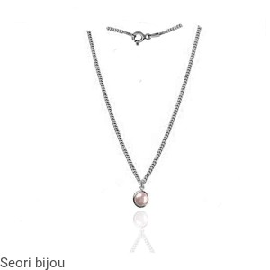 Srebrny rodowany naszyjnik z naturalną perłą słodkowodną