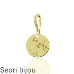Srebrny pozłacany charms ze znakiem zodiaku z grawerem