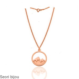 Pozłacany srebrny naszyjnik z motywem gór rose gold