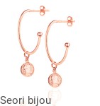 Pozłacane kolczyki półkola z  antyczną monetą rose gold