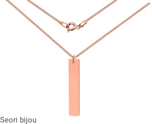 Pozłacany klasyczny naszyjnik prostokątna blaszka rose gold