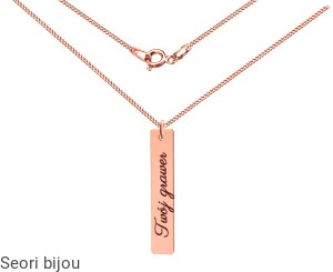 Pozłacany naszyjnik blaszka z grawerem rose gold