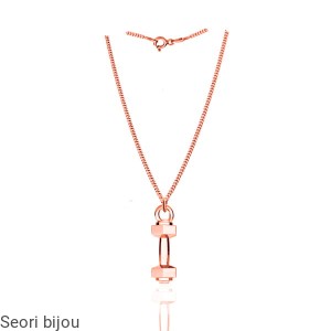 Pozłacany naszyjnik hantel rose gold