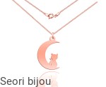 Pozłacany naszyjnik kotek na księżycu rose gold