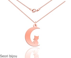 Pozłacany naszyjnik kotek na księżycu rose gold
