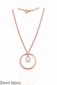 Pozłacany naszyjnik koło z perłą Swarovski Elements rose gold