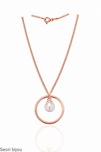 Naszyjnik kólko z perłą Swarovski Elements rose gold