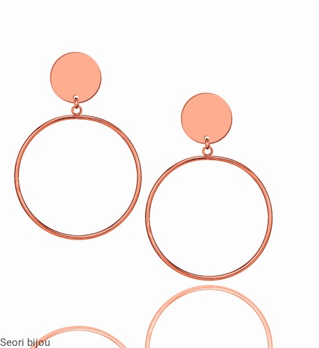 Kolczyki dwa koła rose gold