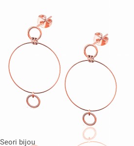 Pozłacane srebrne kolczyki trzy koła rose gold