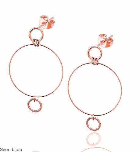 Pozłacane kolczyki trzy kółka rose gold