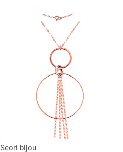 Pozłacany naszyjnik dwa koła z łańcuszkowym chwostem rose gold