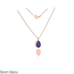 Pozłacany naszyjnik z naturalnym lapisem lazuli rose gold