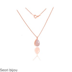 Pozłacany naszyjnik z naturalnym chalcedonem rose gold