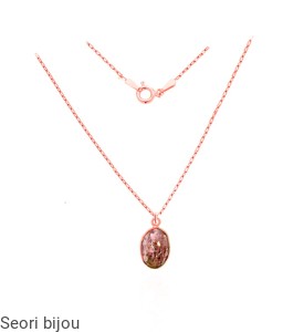 Pozłacany naszyjnik z naturalnym turmalinem różowym rose gold