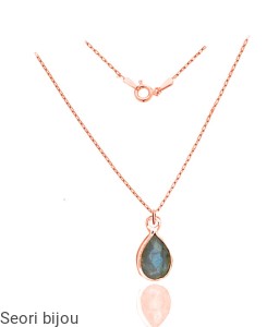 Pozłacany naszyjnik z naturalnym labradorytem rose gold