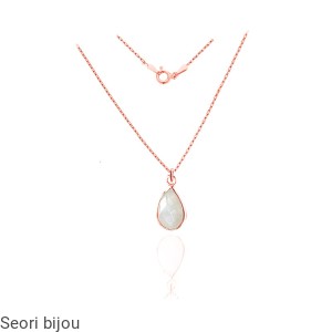 Pozłacany naszyjnik z naturalnym kamieniem księżycowym rose gold