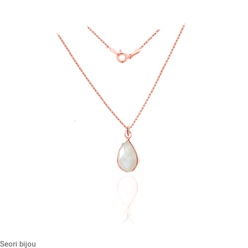 Pozłacany naszyjnik kamień księżycowy kropla rose gold