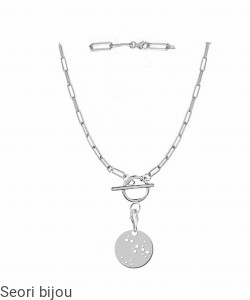 Srebrny naszyjnik z charms ZNAK ZODIAKU z zapięciem toogle